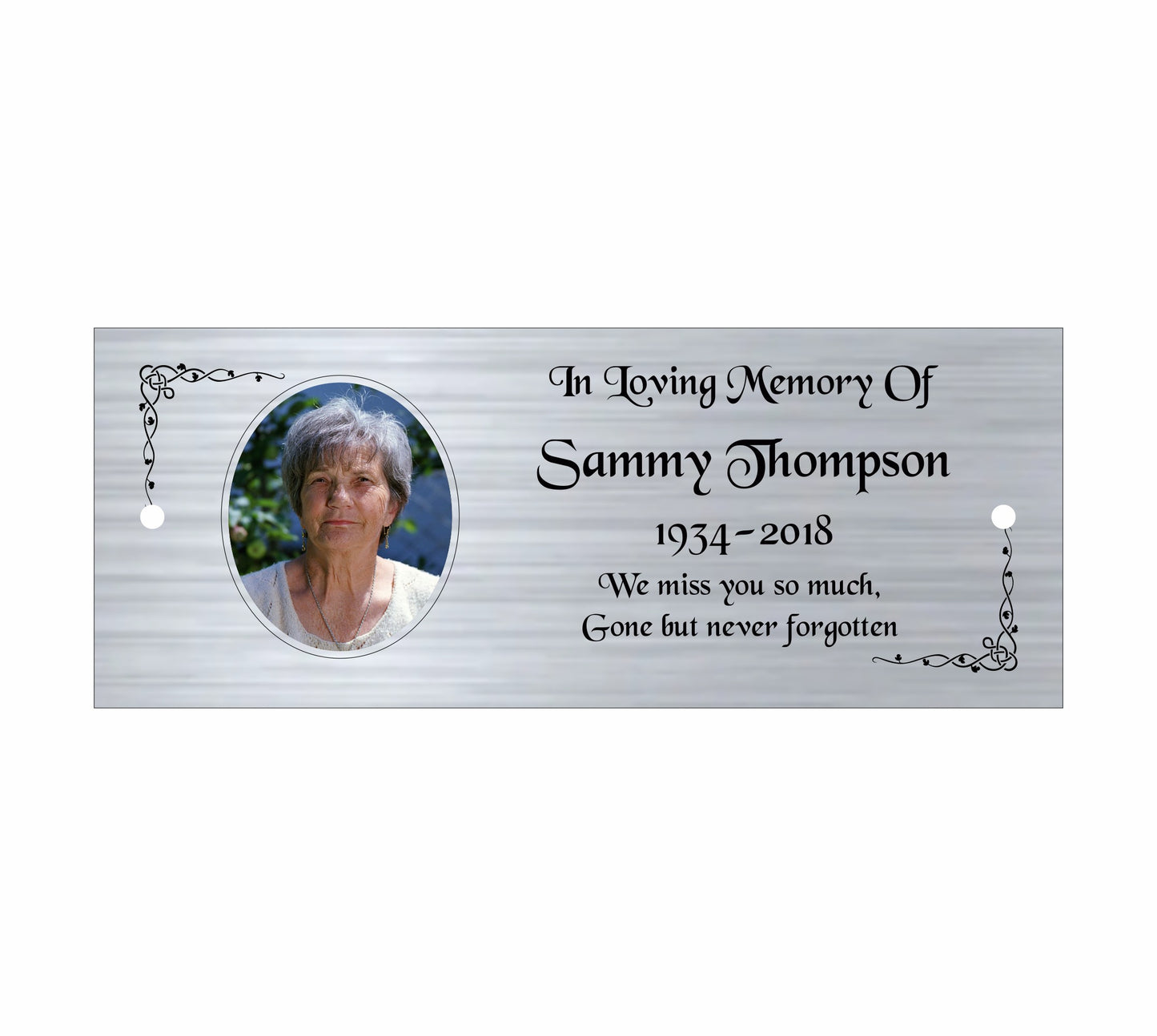 Memorial Photo Plaque, Engraved Bench Plaques, Engraved Tree Sign, Silver, Weatherproof, Grave