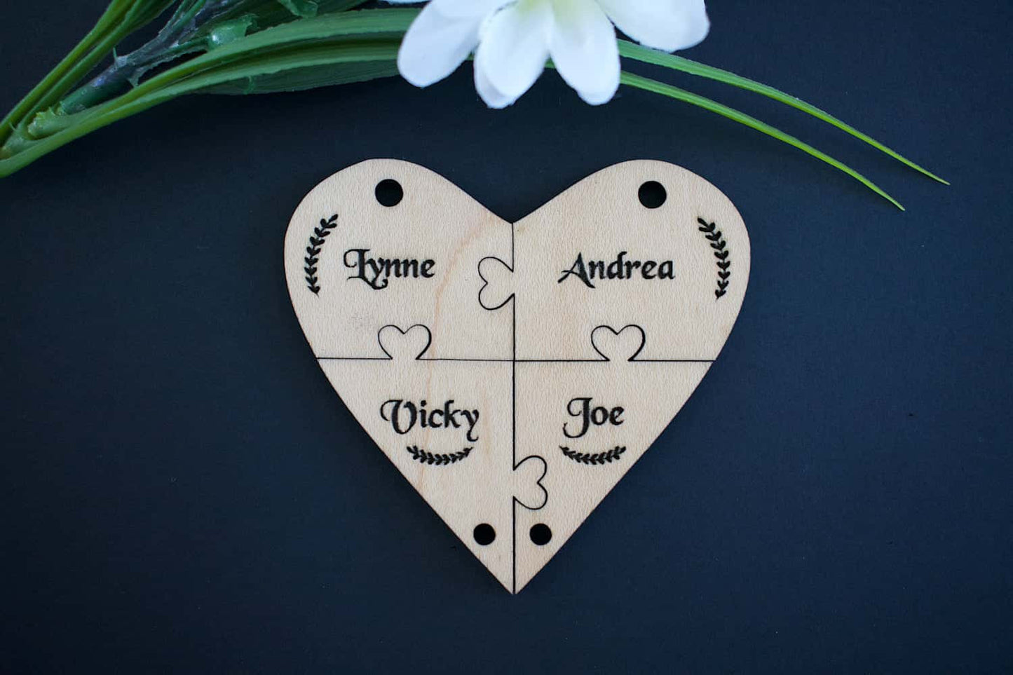 Best Friends Heart Maple Hardwood Veneer Personalised Jigsaw Keyring