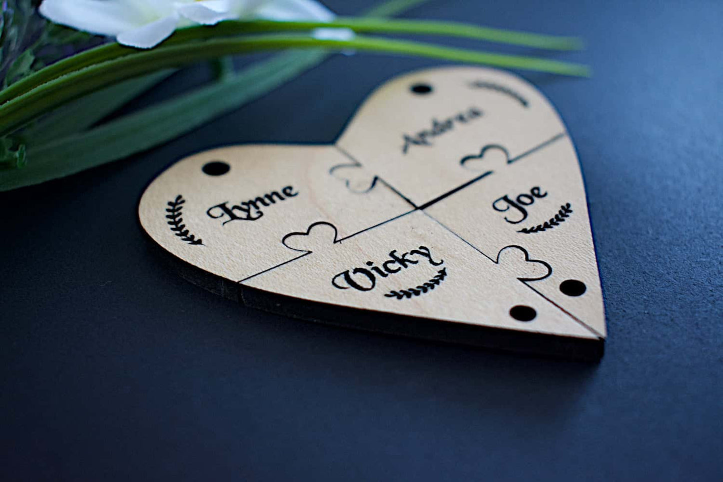 Best Friends Heart Maple Hardwood Veneer Personalised Jigsaw Keyring