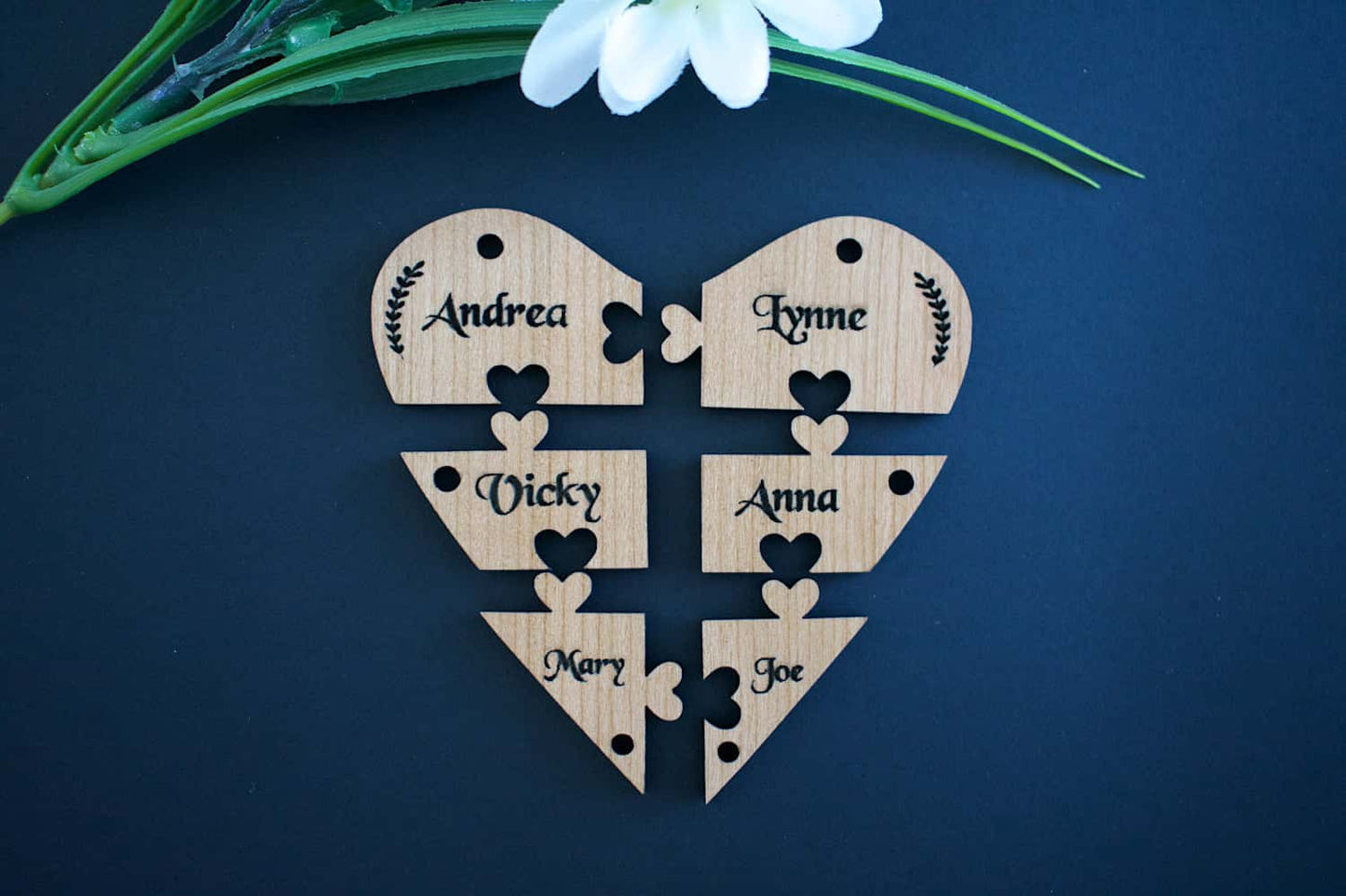 Bridesmaid  Heart Cherry Hardwood Veneer Personalised Jigsaw Keyring