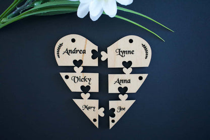 Bridesmaid Heart Maple Hardwood Veneer Personalised Jigsaw Keyring