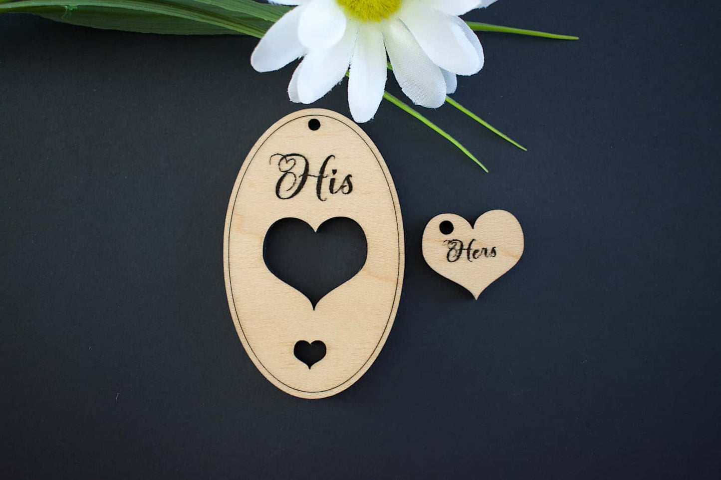 His and Hers Maple Hardwood Veneer Love Keyring