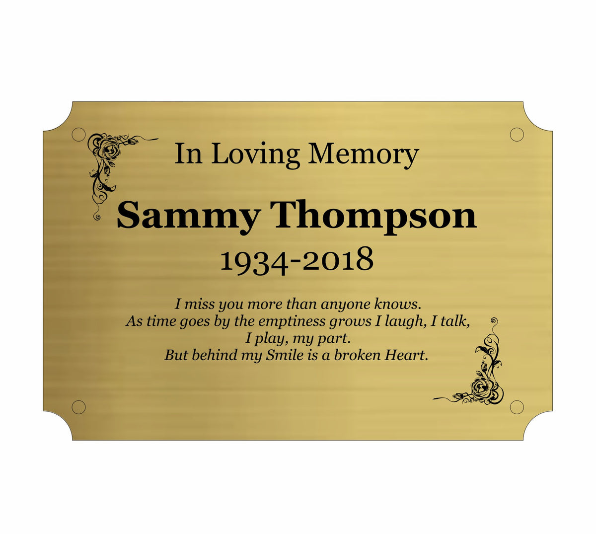 Personalised Memorial Plaque, 6x4 Engraved Bench Plaques, Engraved Tree Sign, Gold, Weatherproof, Grave, Chamfer
