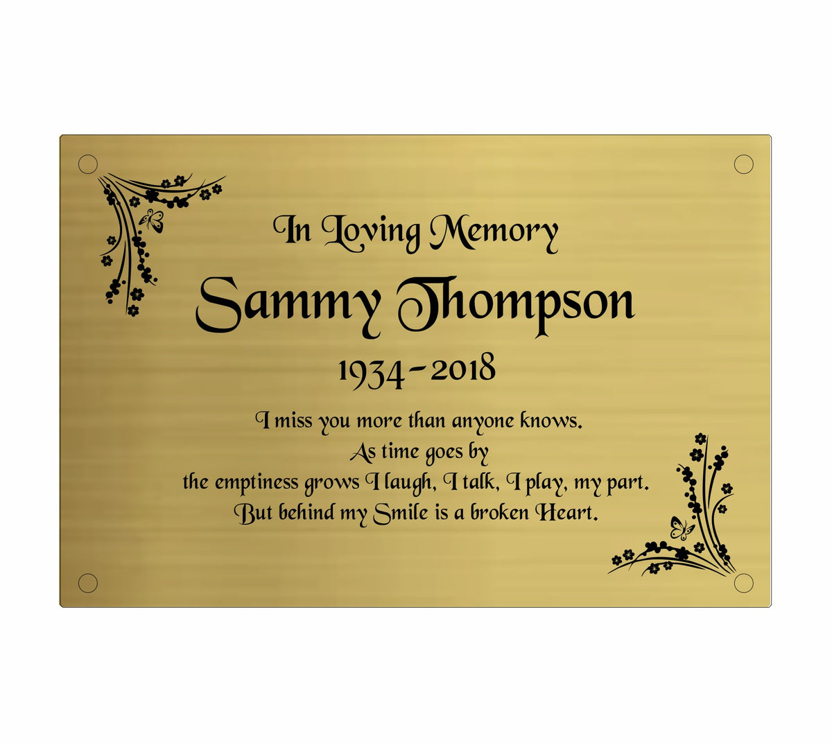 Personalised Memorial Plaque, 6x4 Engraved Bench Plaques, Engraved Tree Sign, Gold, Weatherproof, Grave, Rounded