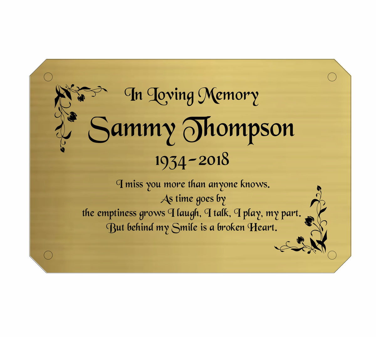Personalised Memorial Plaque, 6x4 Engraved Bench Plaques, Engraved Tree Sign, Gold, Weatherproof, Grave, Square