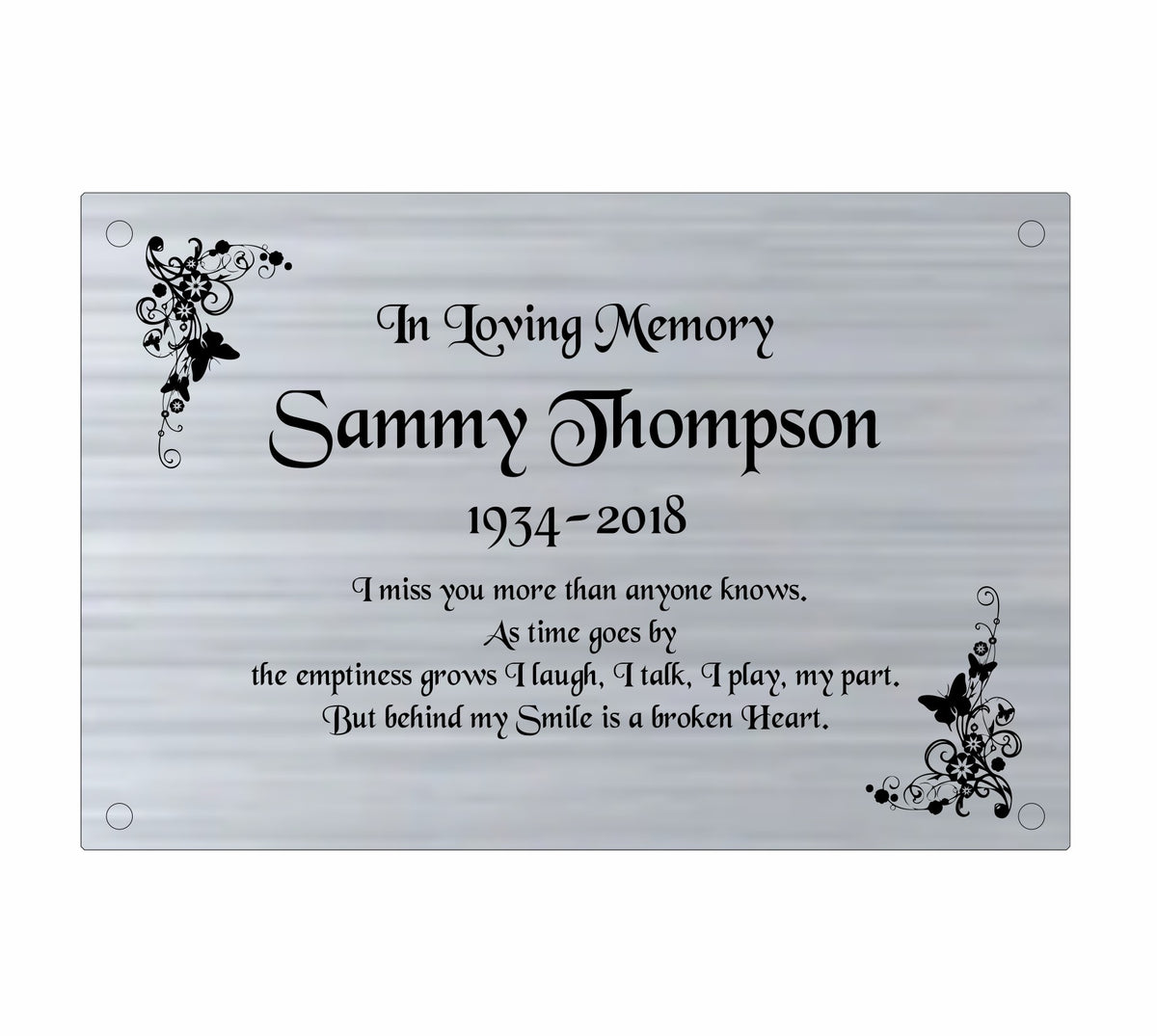 Personalised Memorial Plaque, 6x4 Engraved Bench Plaques, Engraved Tree Sign, Silver, Weatherproof, Grave, Square