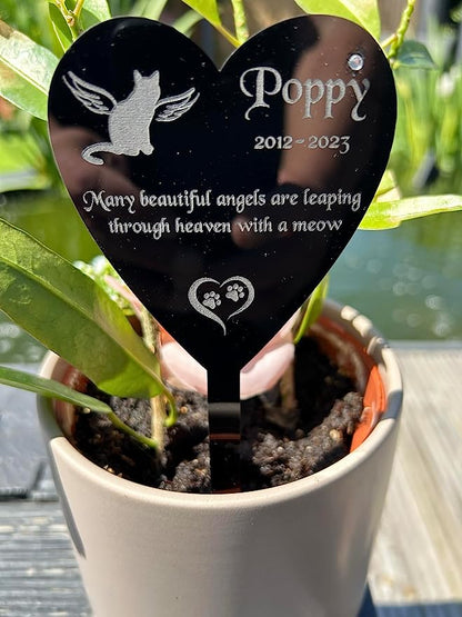 Personalised Pet Cat Memorial Plaque, Ground Stake, Grave Marker for Cemetery or Garden