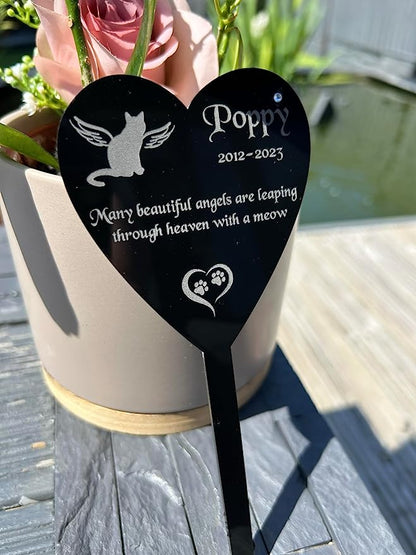Personalised Pet Cat Memorial Plaque, Ground Stake, Grave Marker for Cemetery or Garden