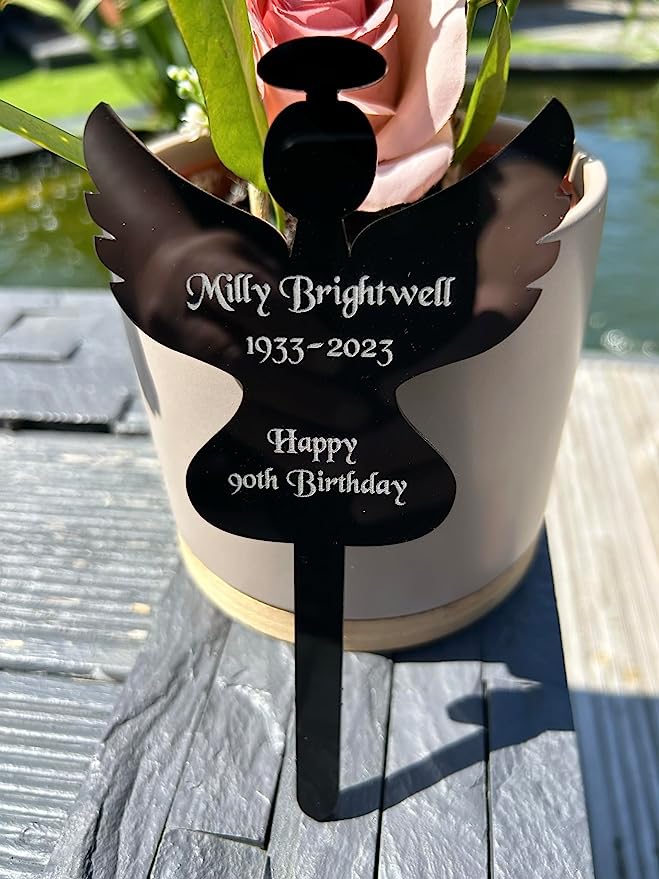 Personalised Angel Memorial Plaque, Ground Stake, Grave Marker for Cemetery or Garden