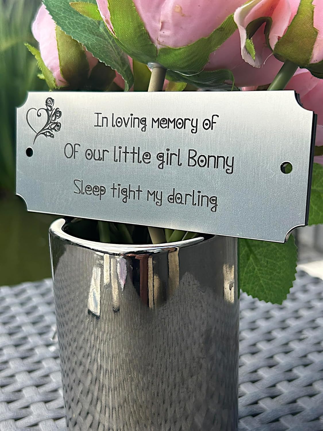 Personalised Bench Memorial Plaque, Silver Garden Outdoors Plaques, Remembrance Sign, Graver marker, Dad, Father, Mum, Pets