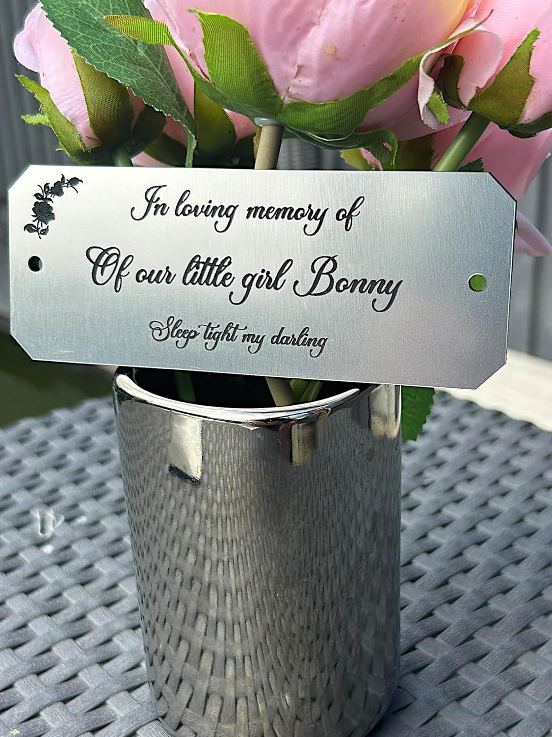 Personalised Bench Memorial Plaque, Silver Garden Outdoors Plaques, Remembrance Sign, Graver marker, Dad, Father, Mum, Pets