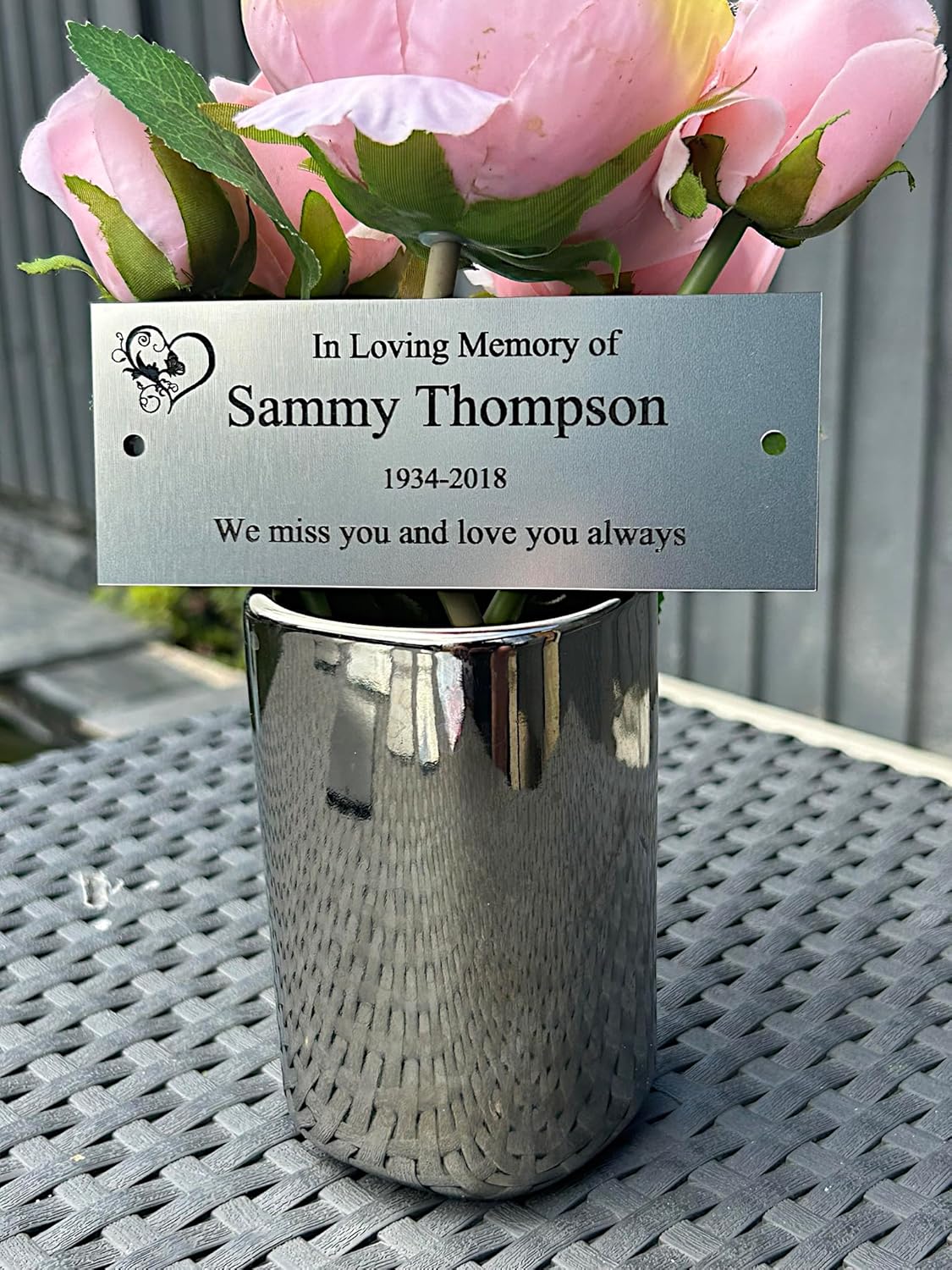 Personalised Bench Memorial Plaque, Silver Garden Outdoors Plaques, Remembrance Sign, Graver marker, Dad, Father, Mum, Pets