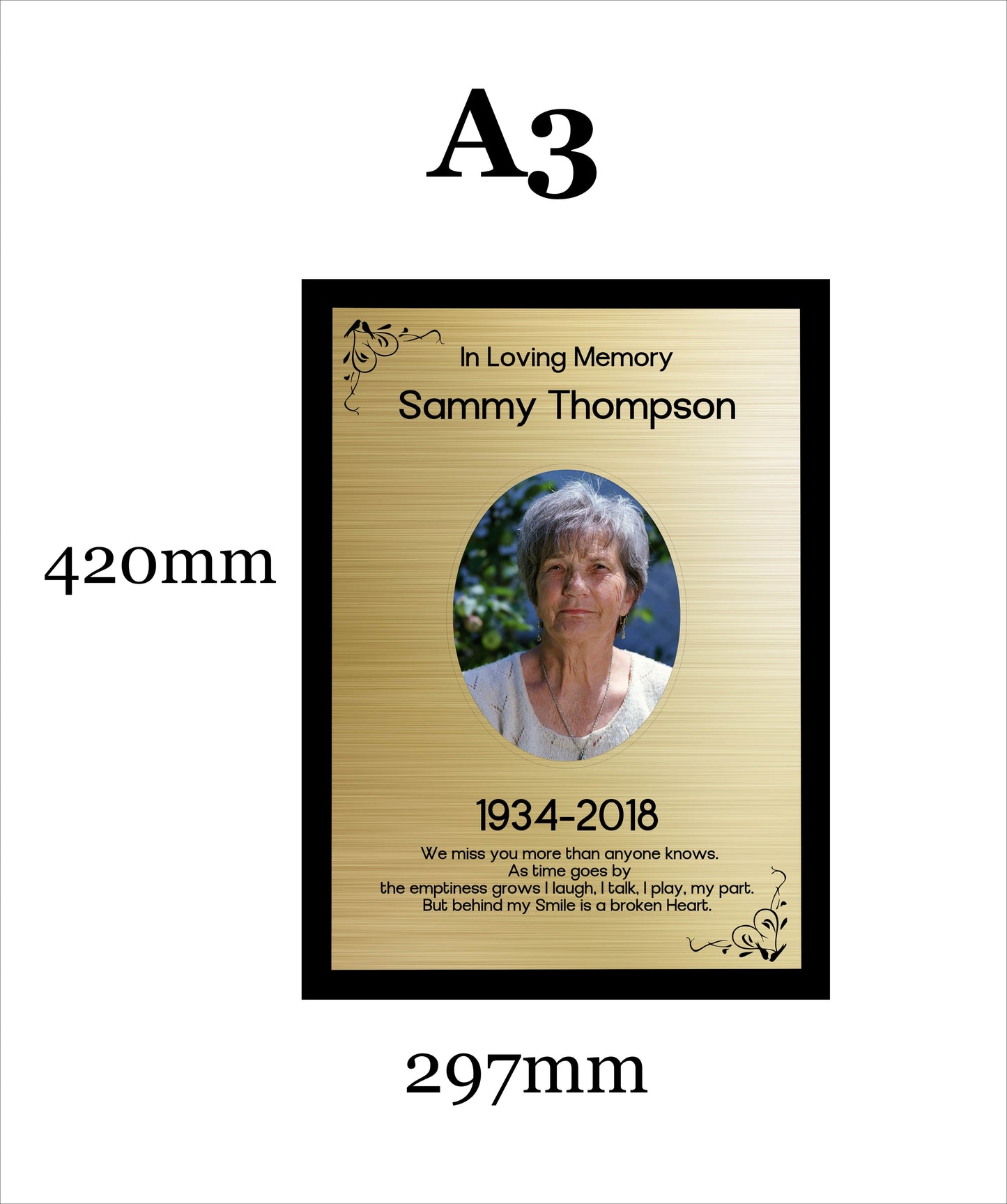 Save a Seat, In Loving Memory, Wedding Tribute Plaque, Funeral, Cremation Ceremony Plaque Gold