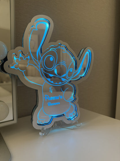 Personalised LED Mirror, Stitch & Lola, Kids Bedroom Sign, Plaque, Wedding, Office, Perfect Gift