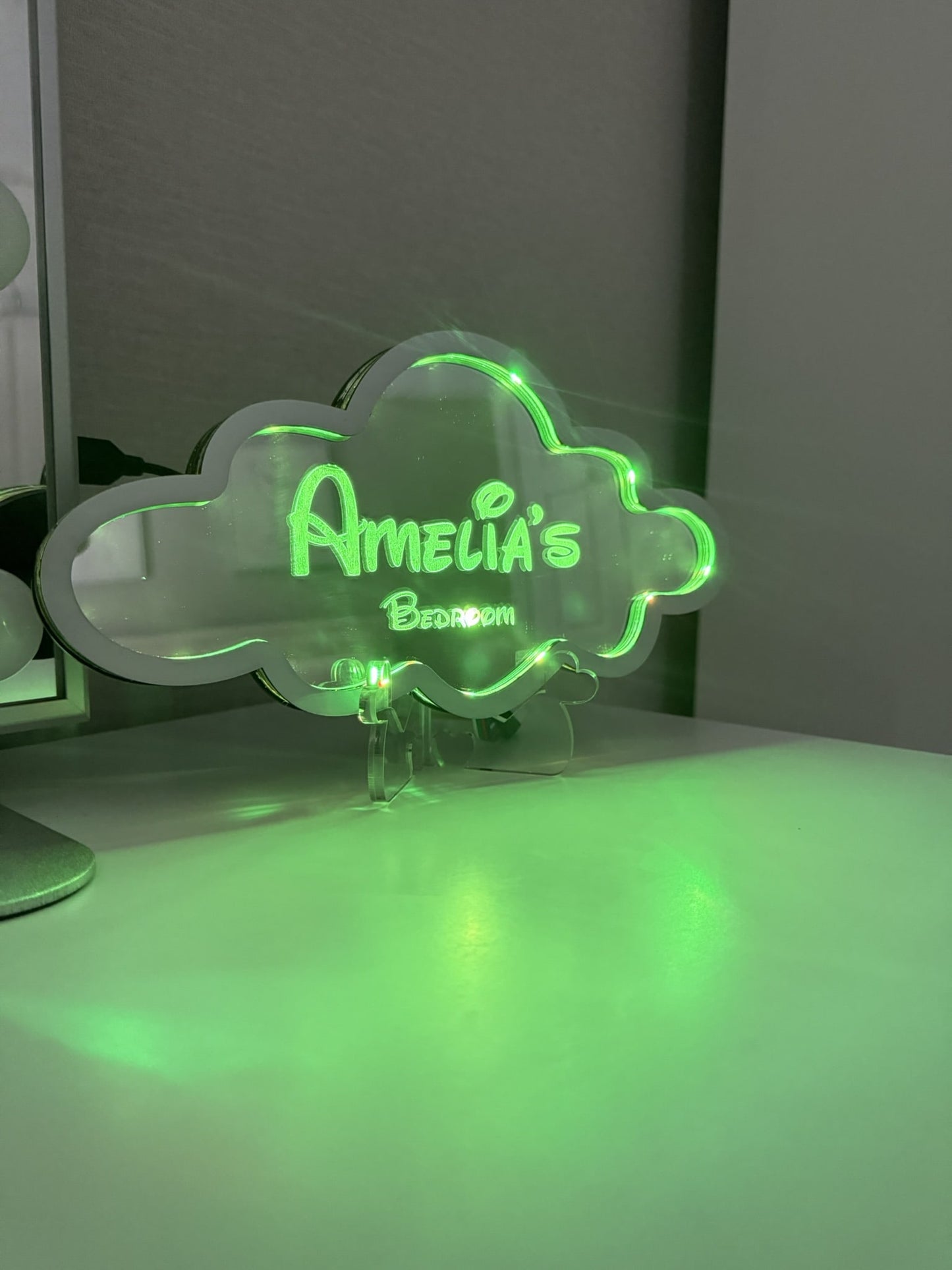 Personalised LED Mirror, Cloud Shape, Kids Bedroom Sign, Plaque, Wedding, Office, Perfect Gift