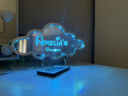 Personalised LED Mirror, Cloud Shape, Kids Bedroom Sign, Plaque, Wedding, Office, Perfect Gift