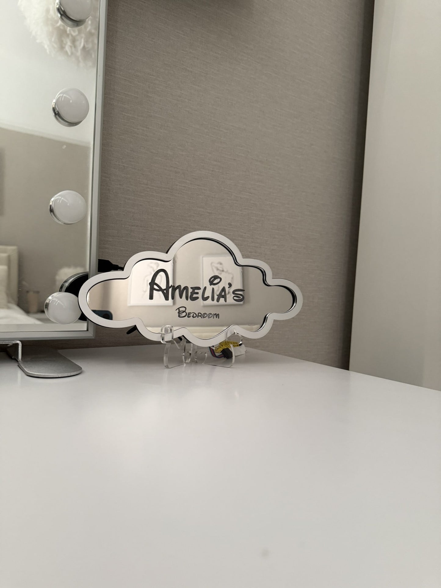 Personalised LED Mirror, Cloud Shape, Kids Bedroom Sign, Plaque, Wedding, Office, Perfect Gift
