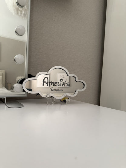 Personalised LED Mirror, Cloud Shape, Kids Bedroom Sign, Plaque, Wedding, Office, Perfect Gift