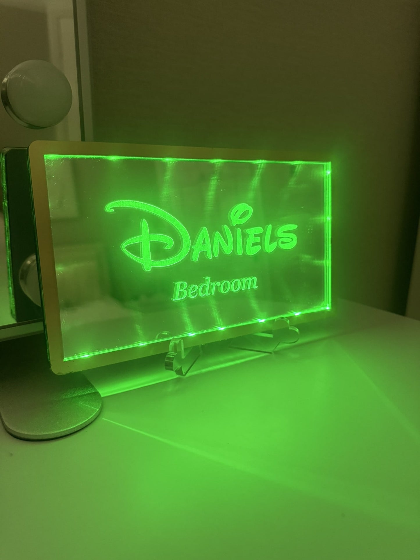 Personalised LED Mirror, Rectangle Shape, Kids Bedroom Sign, Plaque, Wedding, Office, Perfect Gift