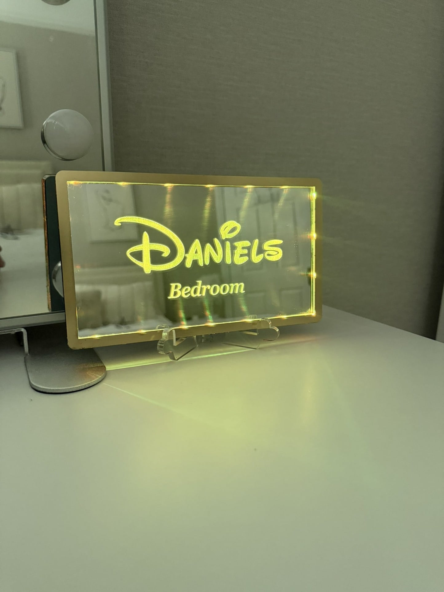 Personalised LED Mirror, Rectangle Shape, Kids Bedroom Sign, Plaque, Wedding, Office, Perfect Gift