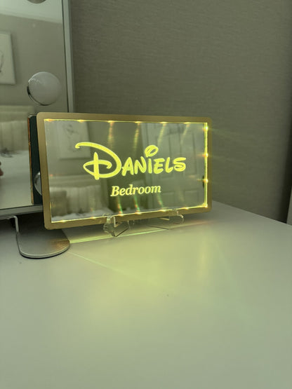 Personalised LED Mirror, Rectangle Shape, Kids Bedroom Sign, Plaque, Wedding, Office, Perfect Gift