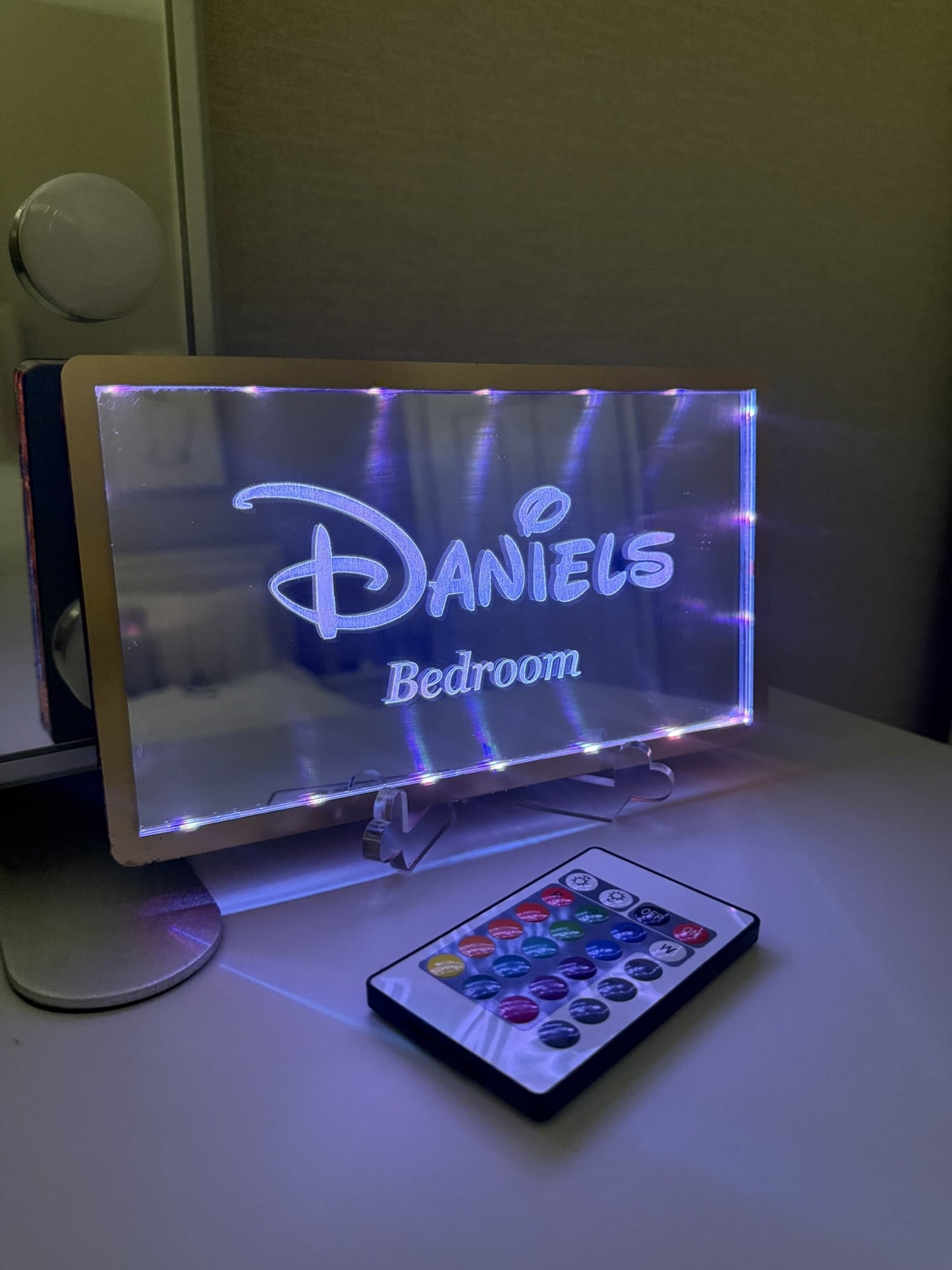 Personalised LED Mirror, Rectangle Shape, Kids Bedroom Sign, Plaque, Wedding, Office, Perfect Gift