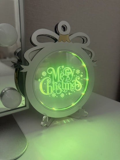 Personalised LED Mirror, Christmas Bauble Shape, Kids Bedroom Sign, Plaque, Wedding, Office, Perfect Gift