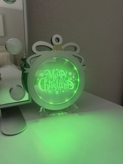 Personalised LED Mirror, Christmas Bauble Shape, Kids Bedroom Sign, Plaque, Wedding, Office, Perfect Gift