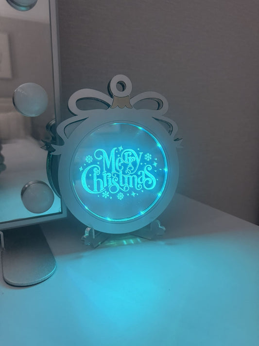 Personalised LED Mirror, Christmas Bauble Shape, Kids Bedroom Sign, Plaque, Wedding, Office, Perfect Gift