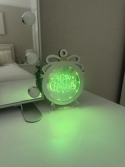 Personalised LED Mirror, Christmas Bauble Shape, Kids Bedroom Sign, Plaque, Wedding, Office, Perfect Gift