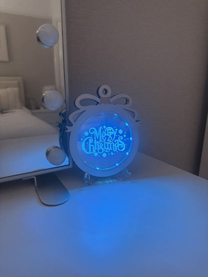 Personalised LED Mirror, Christmas Bauble Shape, Kids Bedroom Sign, Plaque, Wedding, Office, Perfect Gift