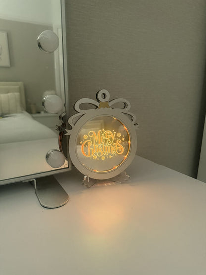 Personalised LED Mirror, Christmas Bauble Shape, Kids Bedroom Sign, Plaque, Wedding, Office, Perfect Gift