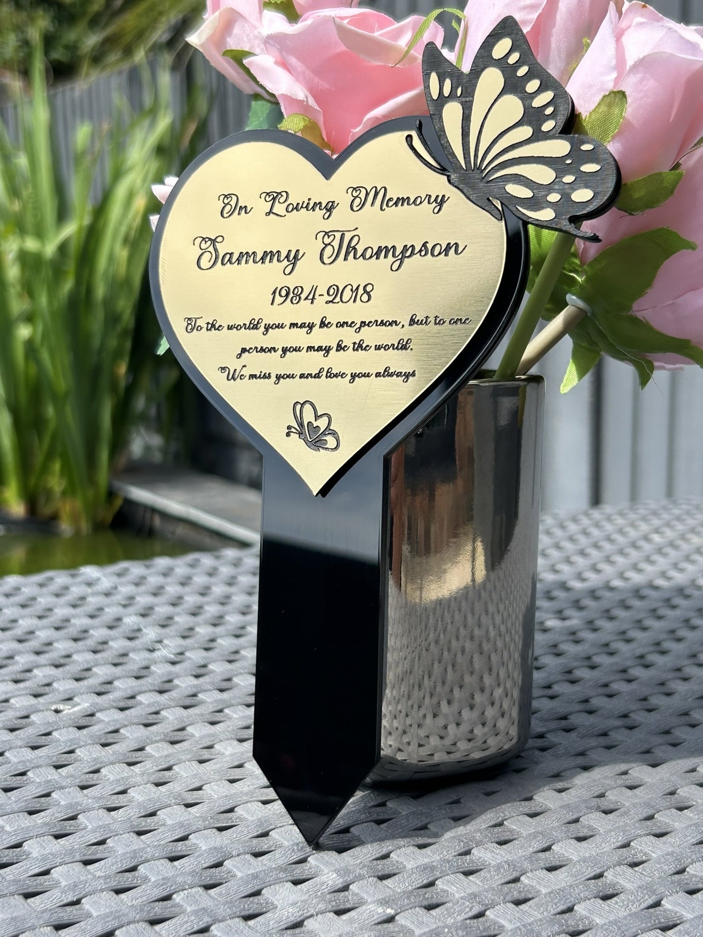 Memorial Plaque, Garden Outdoors Plaques, Remembrance Sign, Graver marker, Dad, Father, Mum, Butterfly