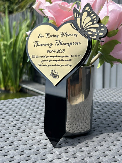 Memorial Plaque, Garden Outdoors Plaques, Remembrance Sign, Graver marker, Dad, Father, Mum, Butterfly