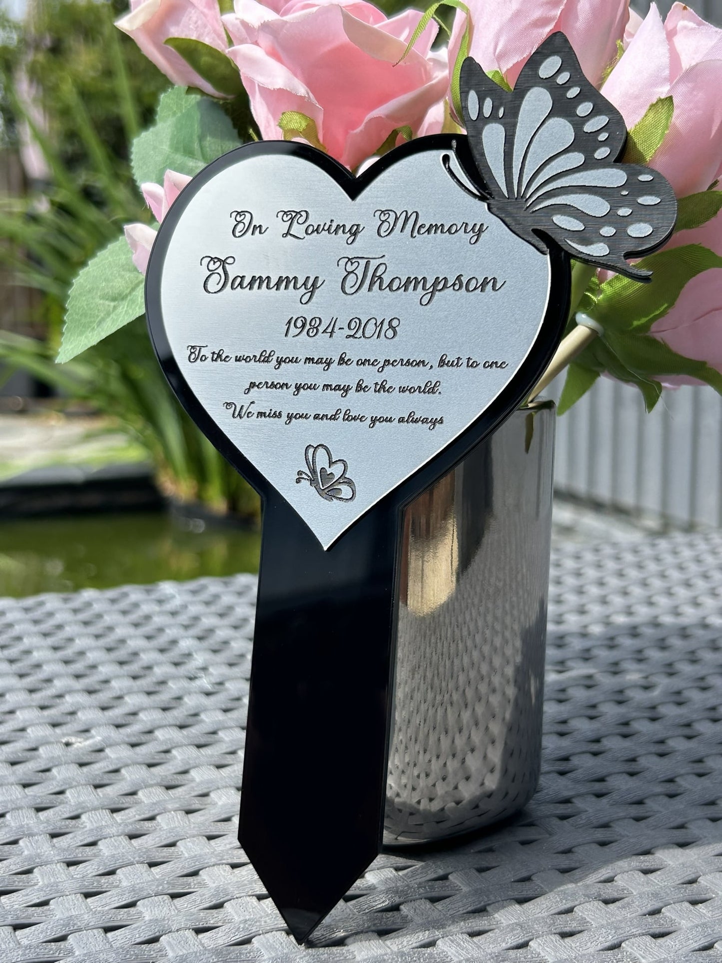 Memorial Plaque, Garden Outdoors Plaques, Remembrance Sign, Graver marker, Dad, Father, Mum, Butterfly