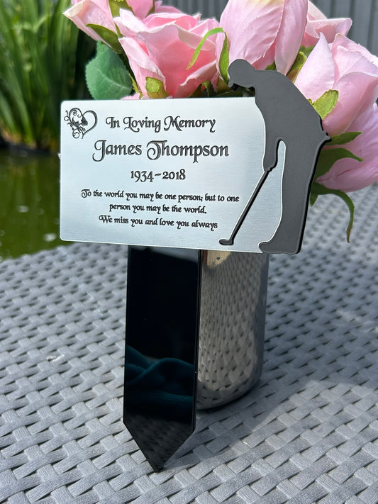 Memorial Plaque, Garden Outdoors Plaques, Remembrance Sign, Graver marker, Dad, Father, Mum, Golf