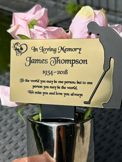 Memorial Plaque, Garden Outdoors Plaques, Remembrance Sign, Graver marker, Dad, Father, Mum, Golf