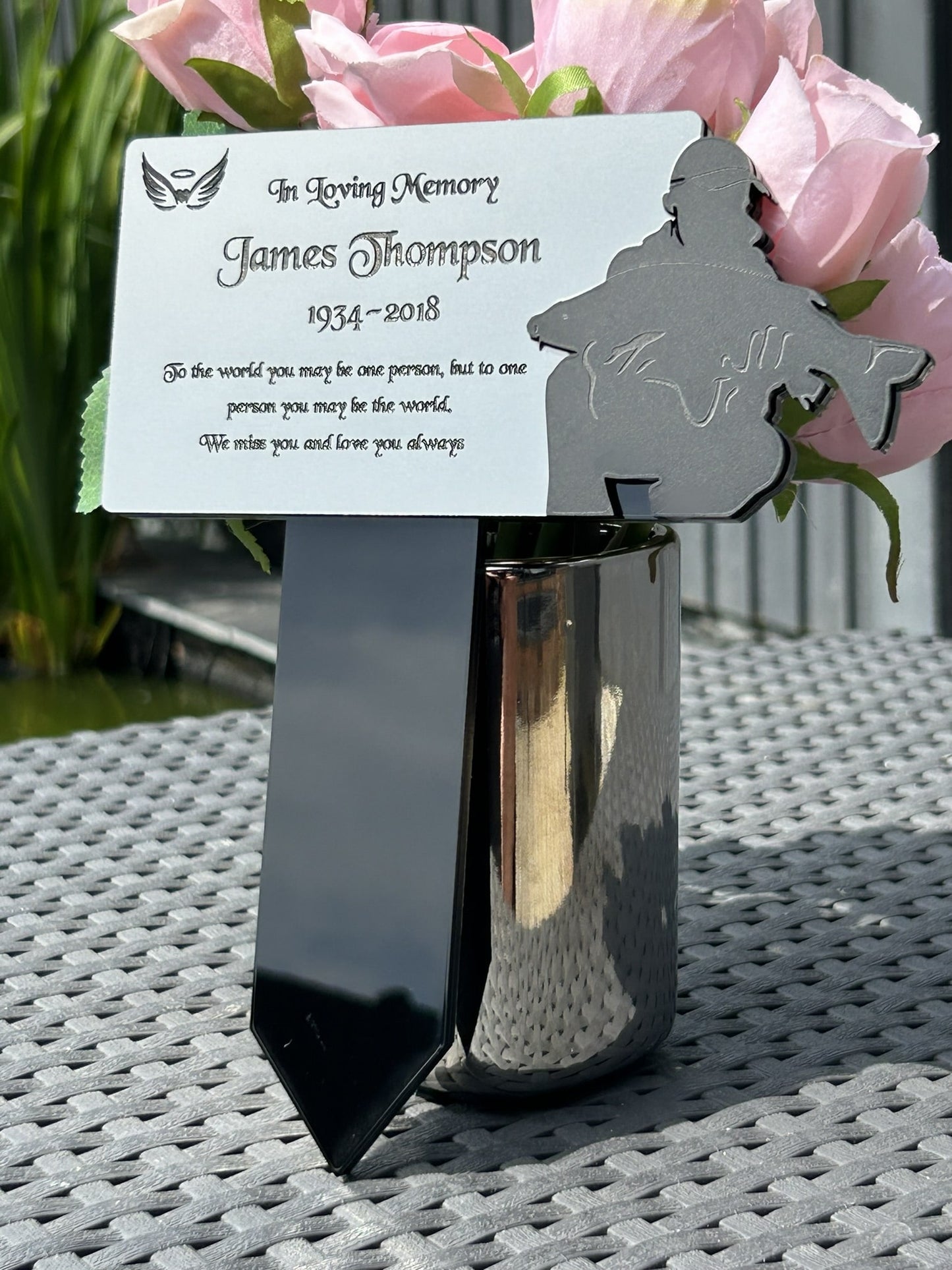 Memorial Plaque, Garden Outdoors Plaques, Remembrance Sign, Graver marker, Dad, Father, Mum, Pets Rectangular Angler