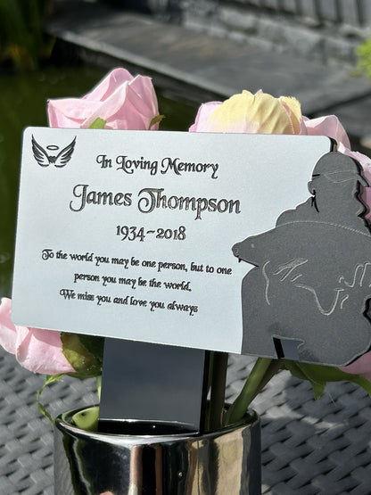 Memorial Plaque, Garden Outdoors Plaques, Remembrance Sign, Graver marker, Dad, Father, Mum, Pets Rectangular Angler