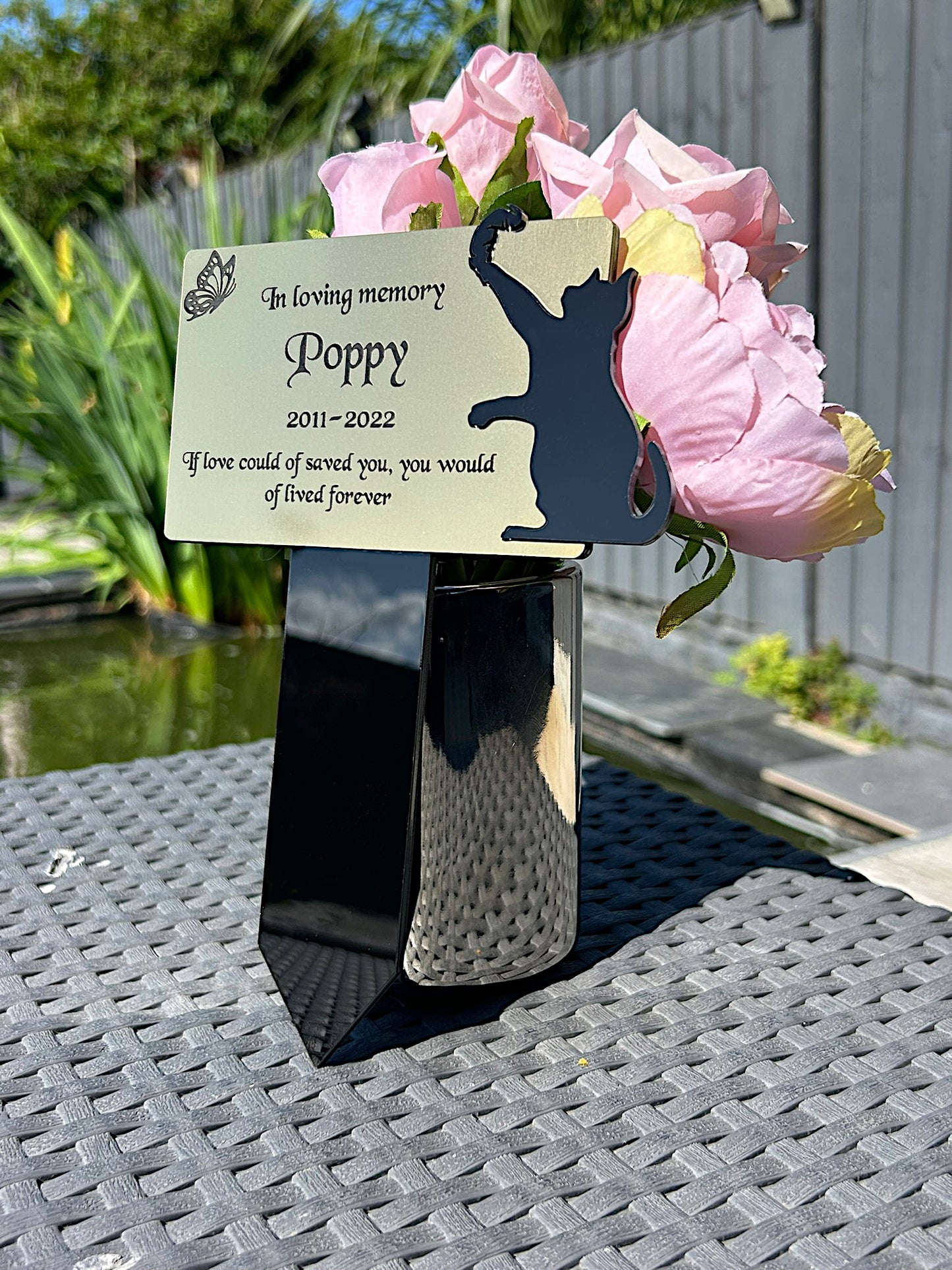 Pet Memorial Plaque, Personalised Outside Grave Cat Feather, Garden Marker Plaque Gift (Copy) (Copy)