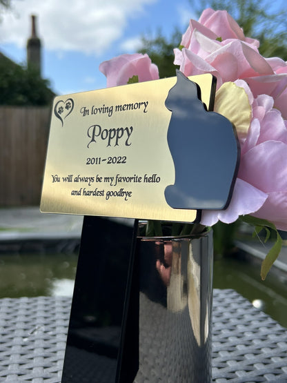 Pet Memorial Plaque, Personalised Outside Grave Cat Sitting, Garden Marker Plaque Gift