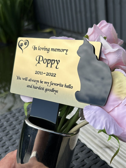 Pet Memorial Plaque, Personalised Outside Grave Cat Sitting, Garden Marker Plaque Gift