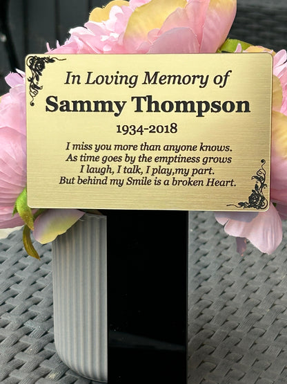 Memorial Plaque, Garden Outdoors Plaques, Remembrance Sign, Graver marker, Dad, Father, Mum, Pets Rectangular