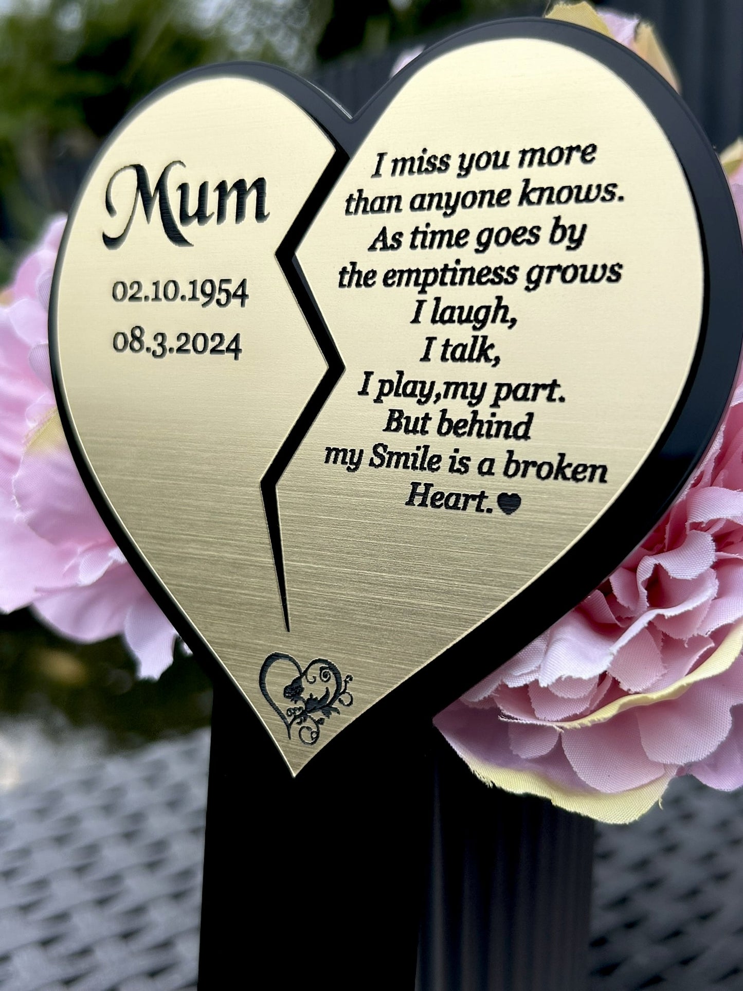 Personalised Memorial Plaque, Heart Garden Outdoors Plaques, Remembrance Sign, marker, Dad, Father, Mum, Pets