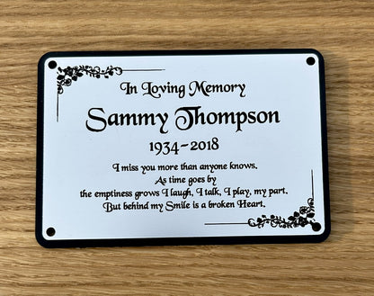 Personalised Memorial Plaque, 6x4 Engraved Bench Plaques, Engraved Tree Sign, Silver, Weatherproof, Grave, Rounded