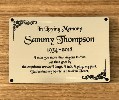 Personalised Memorial Plaque, 6x4 Engraved Bench Plaques, Engraved Tree Sign, Gold, Weatherproof, Grave, Rounded