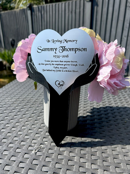Memorial Plaque, Garden Outdoors Plaques, Remembrance Sign, Graver marker, Dad, Father, Mum, Silver