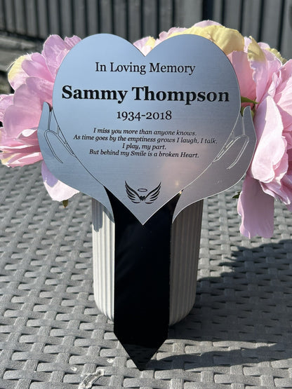 Memorial Plaque, Garden Outdoors Plaques, Remembrance Sign, Graver marker, Dad, Father, Mum, Silver