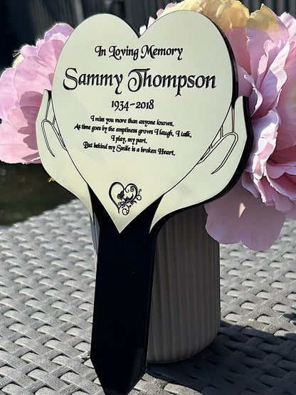 Memorial Plaque, Garden Outdoors Plaques, Remembrance Sign, Graver marker, Dad, Father, Mum, Silver