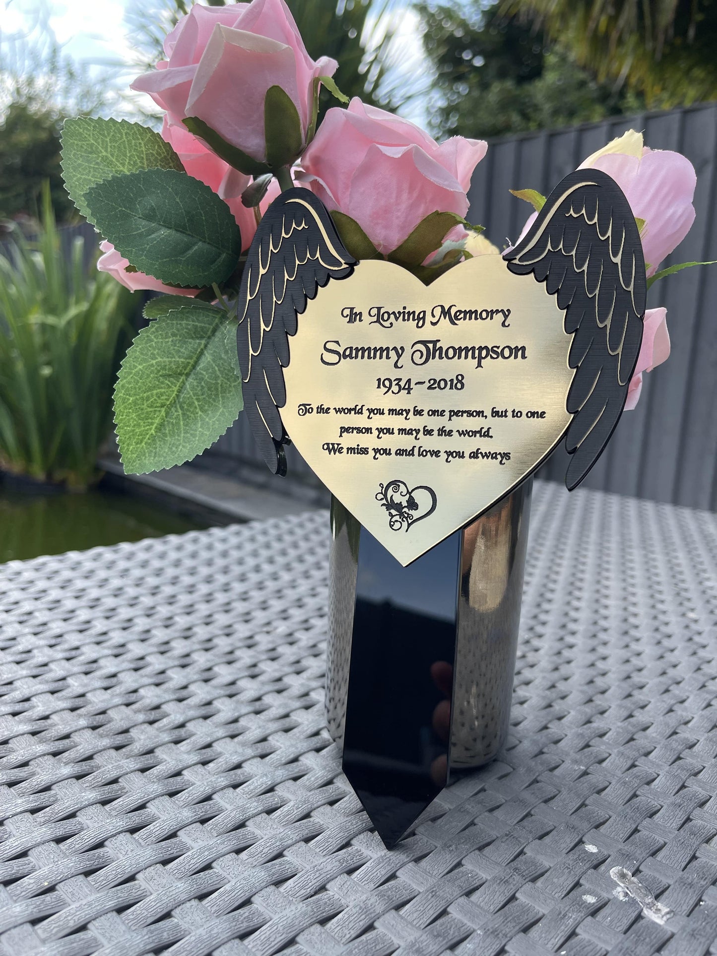 Memorial Plaque, Garden Outdoors Plaques, Remembrance Sign, Graver marker, Dad, Father, Mum, Pets Heart Butterfly